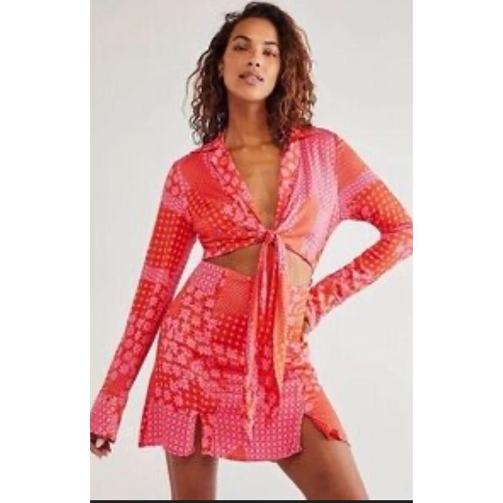 NWT Free People Miki Dress Rose Combo, Med $128 D13
